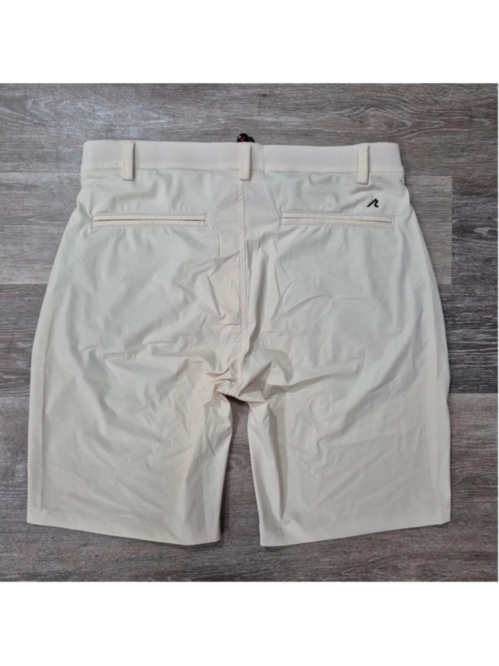 Men's REDVANLY Flat Front Shorts M Beige with Red Trim